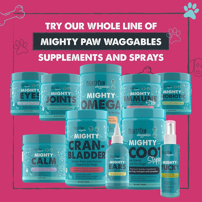 Mighty Paw Waggables Cran-Bladder (Made in the USA) 2-Pack | Vet Formulated Cranberry Supplement for Dogs – Cranberry Chews for Dogs, Urinary Tract & Bladder Support, Bacon Flavoured, 240 Soft Chews