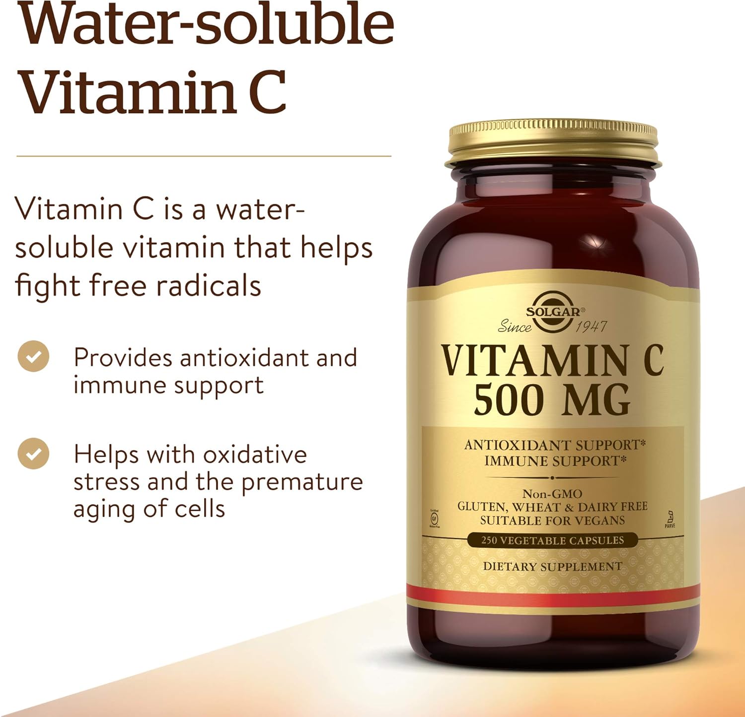 Solgar Vitamin C 500 mg, 250 Vegetable Capsules - Immune and Antioxidant Support - görsel 3