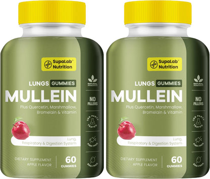 MEGNETA Natural Mullein Lung Cleanse Gummies - Apple Flavour, 60 Gummies