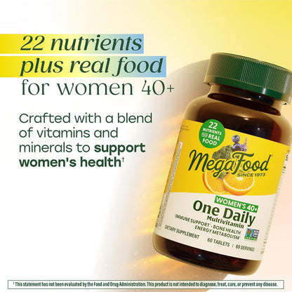 MegaFood Multivitamin for Women 40+ One Daily - with Methylated B12, Methyl Folate, Vitamin D3, C and Zinc - 60 Tablets
