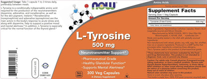 Now Foods L-Tyrosine 500mg, 300 Capsules
