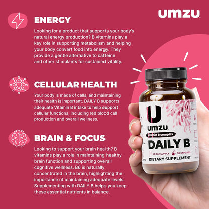 UMZU Daily B - Complete Vitamin B Complex Food Supplement, 30 Capsules