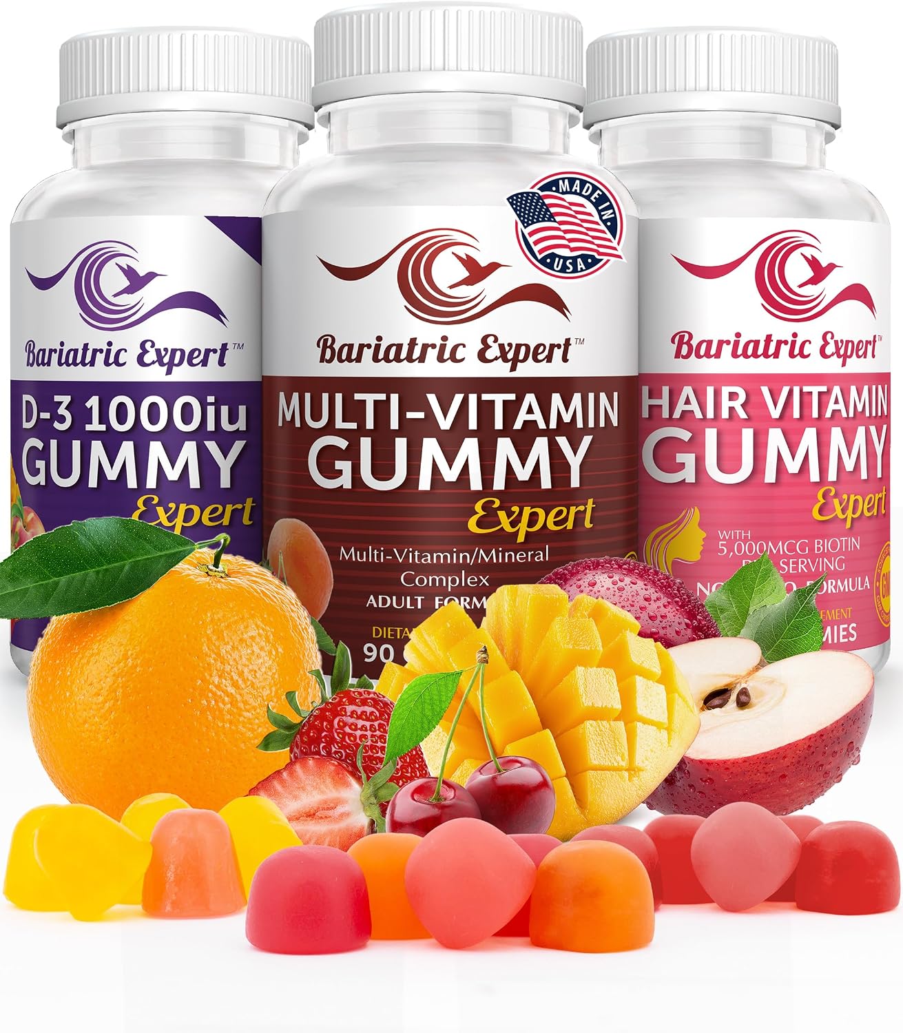 Bariatric Multivitamin 3 Pack – Multivitamin Gummy, Vitamin D3 Gummy, Hair Vitamin Gummy - görsel 1