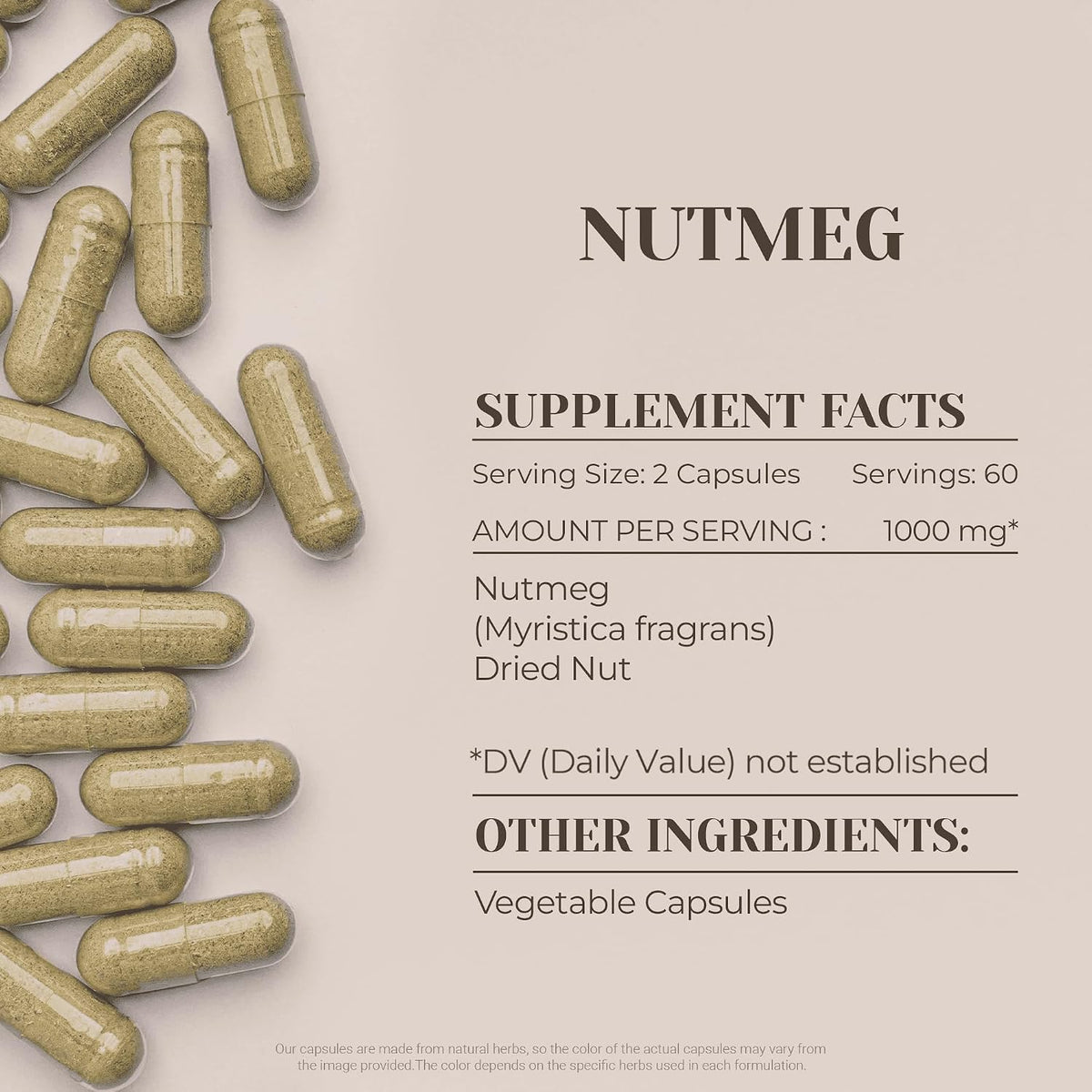 Garden Organics Nutmeg 120 Capsules | High Potency Herbal Food Supplement | Vegetable Capsules - görsel 3