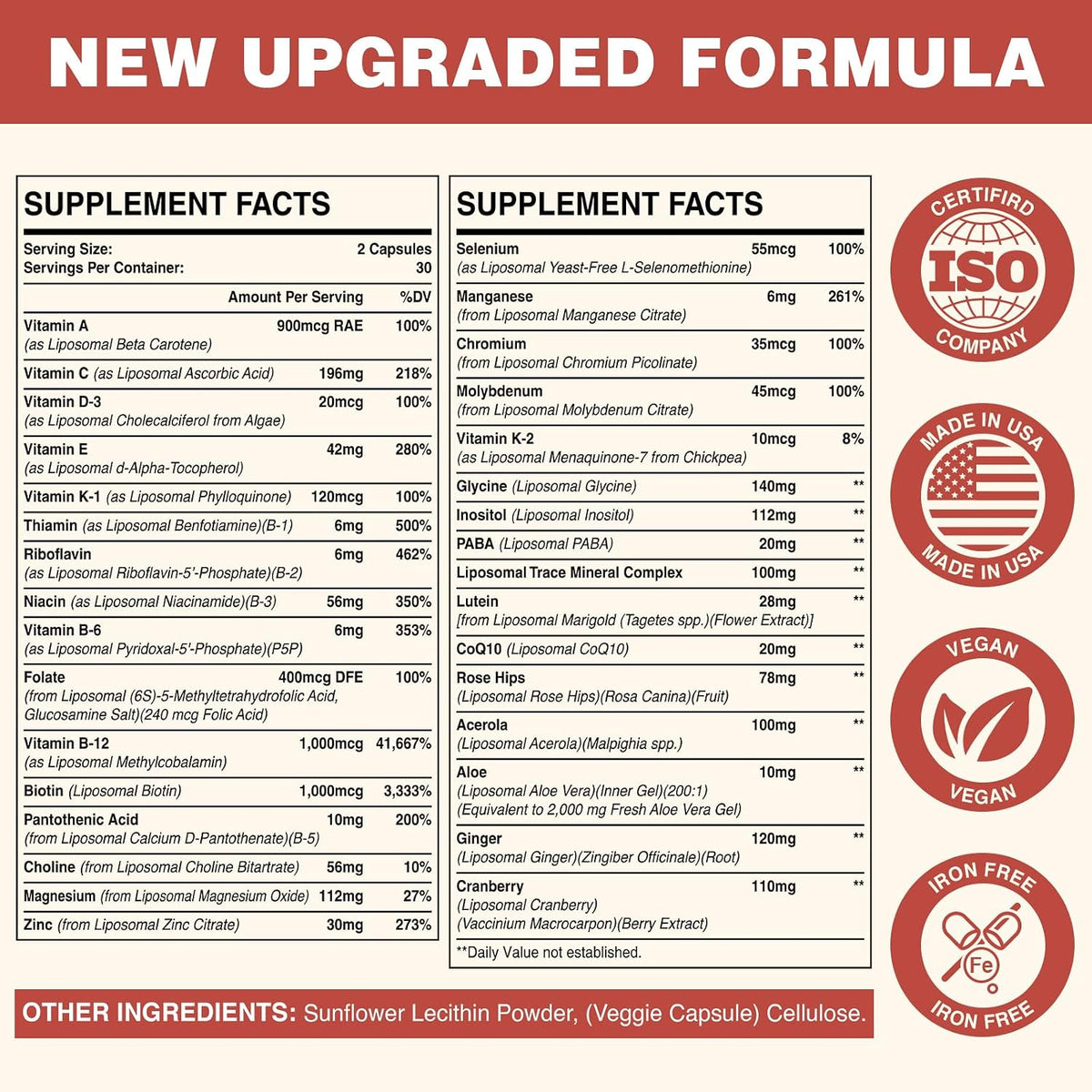 Sambugra Liposomal Multivitamin for Women 50+ - Daily Multivitamin with 32 Ingredients, CoQ10, Vitamins C, B, D, E for Cardiovascular & Bone Health Support - Iron-Free (120 Capsules) - görsel 5