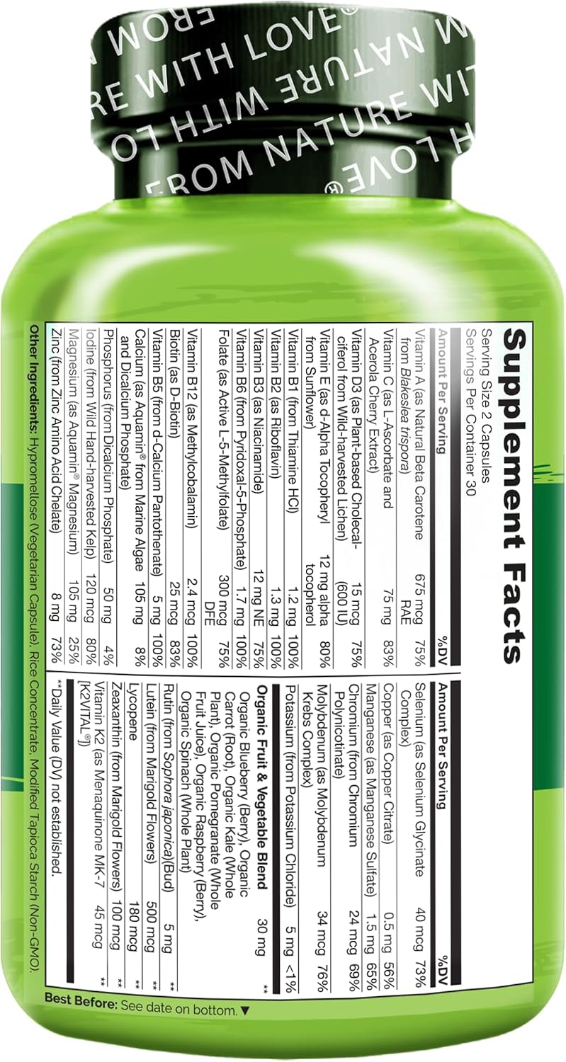 NATURELO Teen Multivitamin - Whole Food Multivitamin for Teenage Boys - 60 Capsules - görsel 8