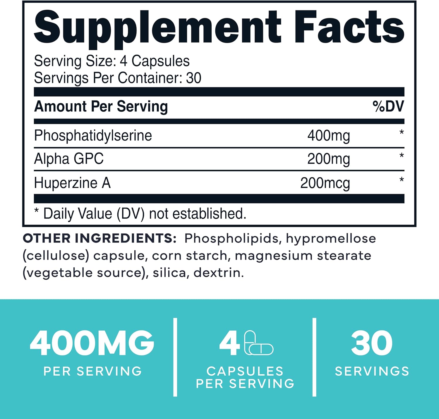 Type Zero Phosphatidylserine 3X Strength Nootropics Brain Support Supplement with Alpha GPC, Huperzine A - görsel 2