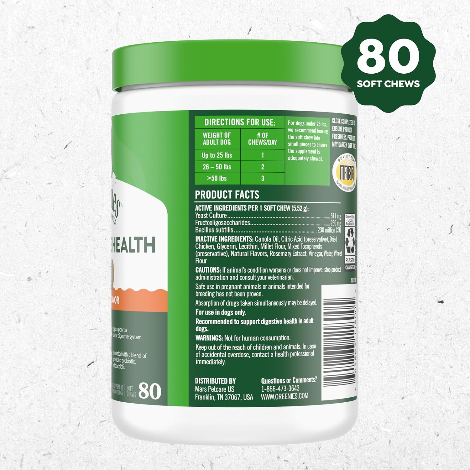 Greenies Supplements Digestive Health with Probiotics for Dogs Soft Dog Chews, Chicken Flavour, 80 Count - görsel 2
