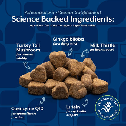 NaturVet Senior Advanced 5-in-1 Support Dog Supplement, 60 Chews