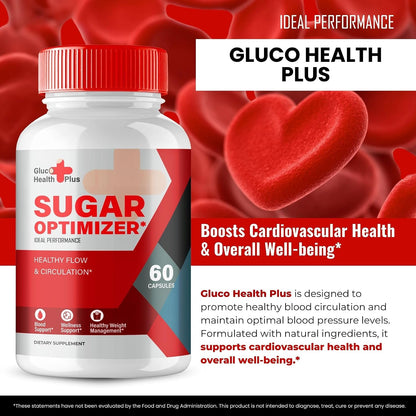 Gluco Health Plus Blood Formula Support Supplement Capsules, Official GlucoHealth Blood Pills, Premium Formula for Healthy Circulation & Stable Levels, All Natural Health Support Reviews (2 Pack)