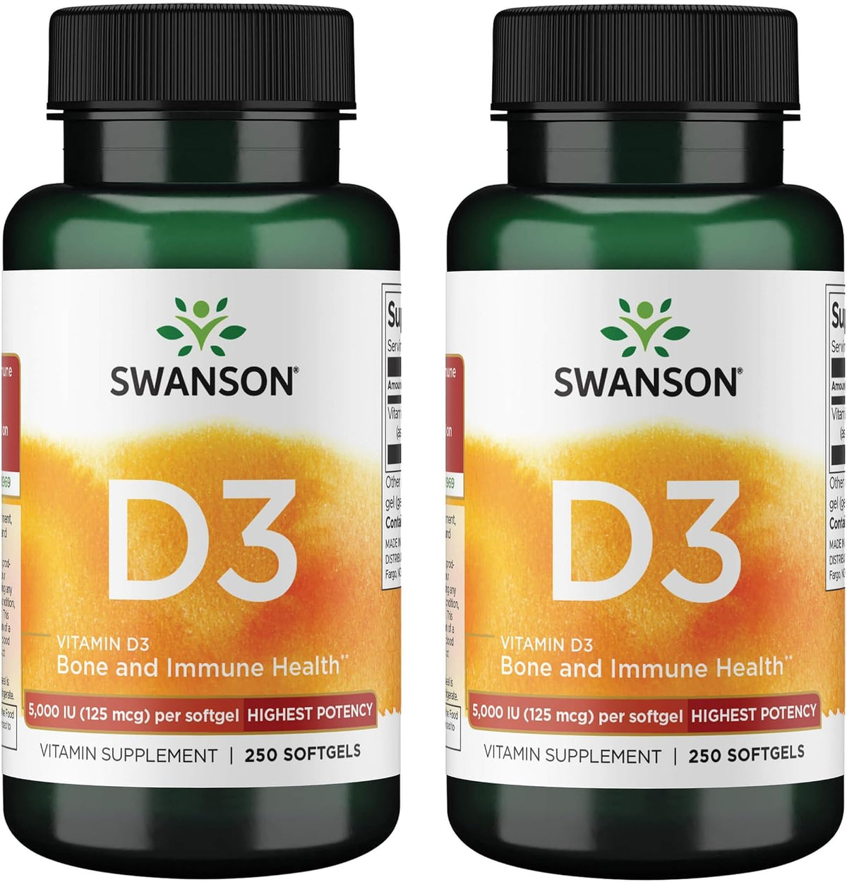Swanson Vitamin D3 5,000 IU (125 mcg) – 250 Softgels - görsel 9