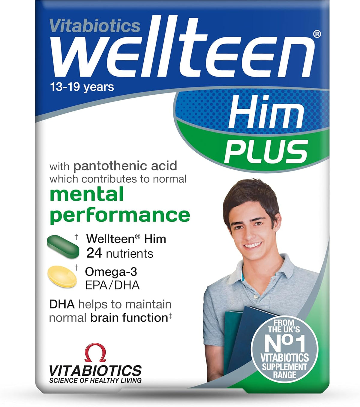 Vitabiotics Wellteen Him Plus Omega-3 – Maximum Nutritional Support for Teenage Boys and Young Men Aged 13-19 – 56 Tablets and Capsules - görsel 1
