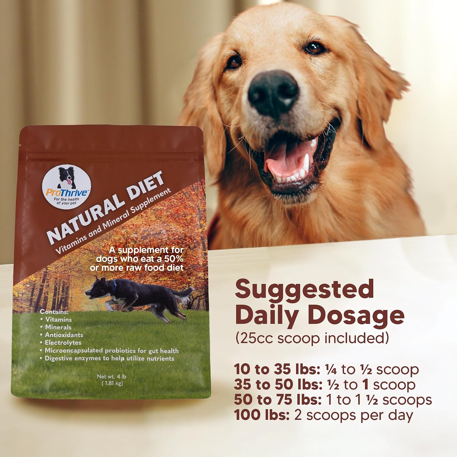 ProThrive Canine Natural Diet Supplement, Dog Vitamins and Supplements Powder, Supports Digestion & Balanced Canine Nutrition, Powder Supplement for All Breeds, 1.8 kg Bag - görsel 7