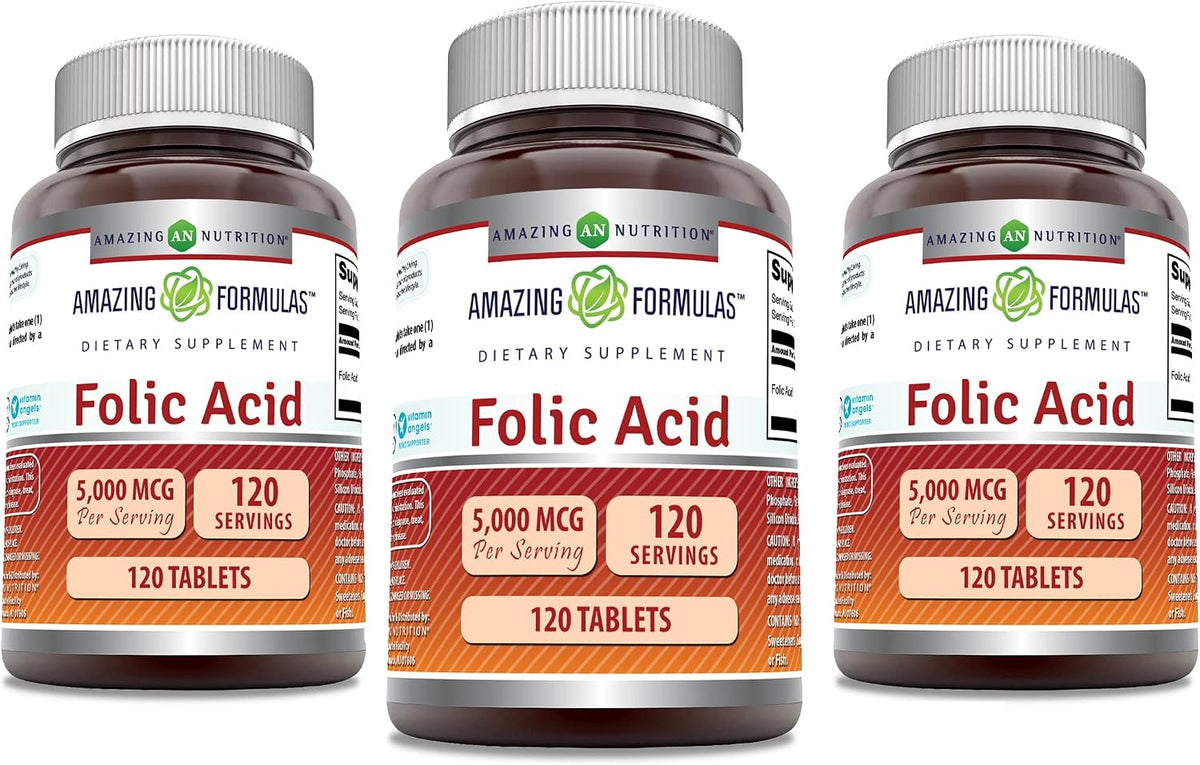Amazing Formulae Folic Acid 5000 µg - High Strength Vitamin B9 Supplement, Pack of 2 - görsel 7