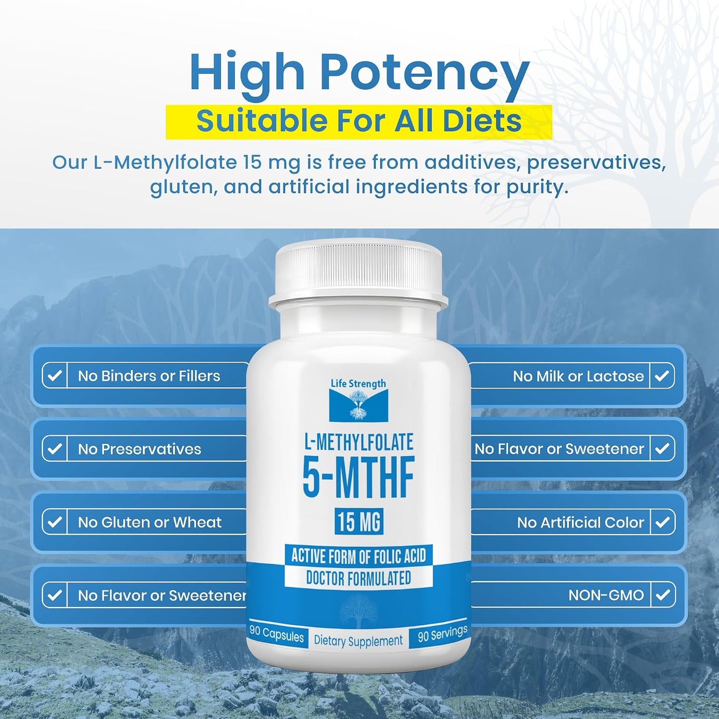 L-Methylfolate 15mg | 90 Capsules | Optimised & Highly Bioactive Methyl Folate Supplement | 5-MTHF for Normal Homocysteine Metabolism, Psychological Function & Energy | Non-GMO, Gluten-free, Vegan | 3 Month Supply - görsel 6