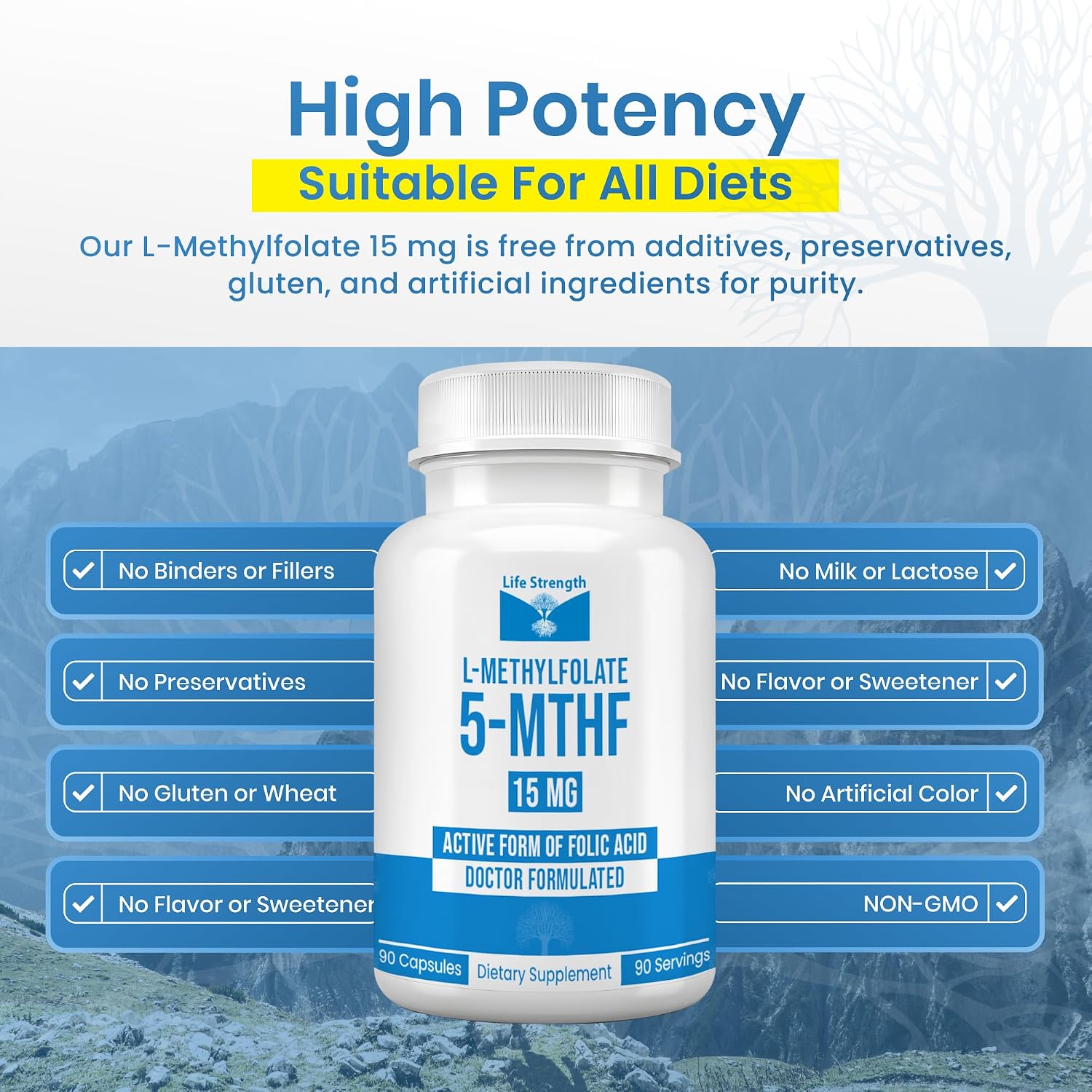 L-Methylfolate 15mg | 90 Capsules | Optimised & Highly Bioactive Methyl Folate Supplement | 5-MTHF for Normal Homocysteine Metabolism, Psychological Function & Energy | Non-GMO, Gluten-free, Vegan | 3 Month Supply - görsel 6