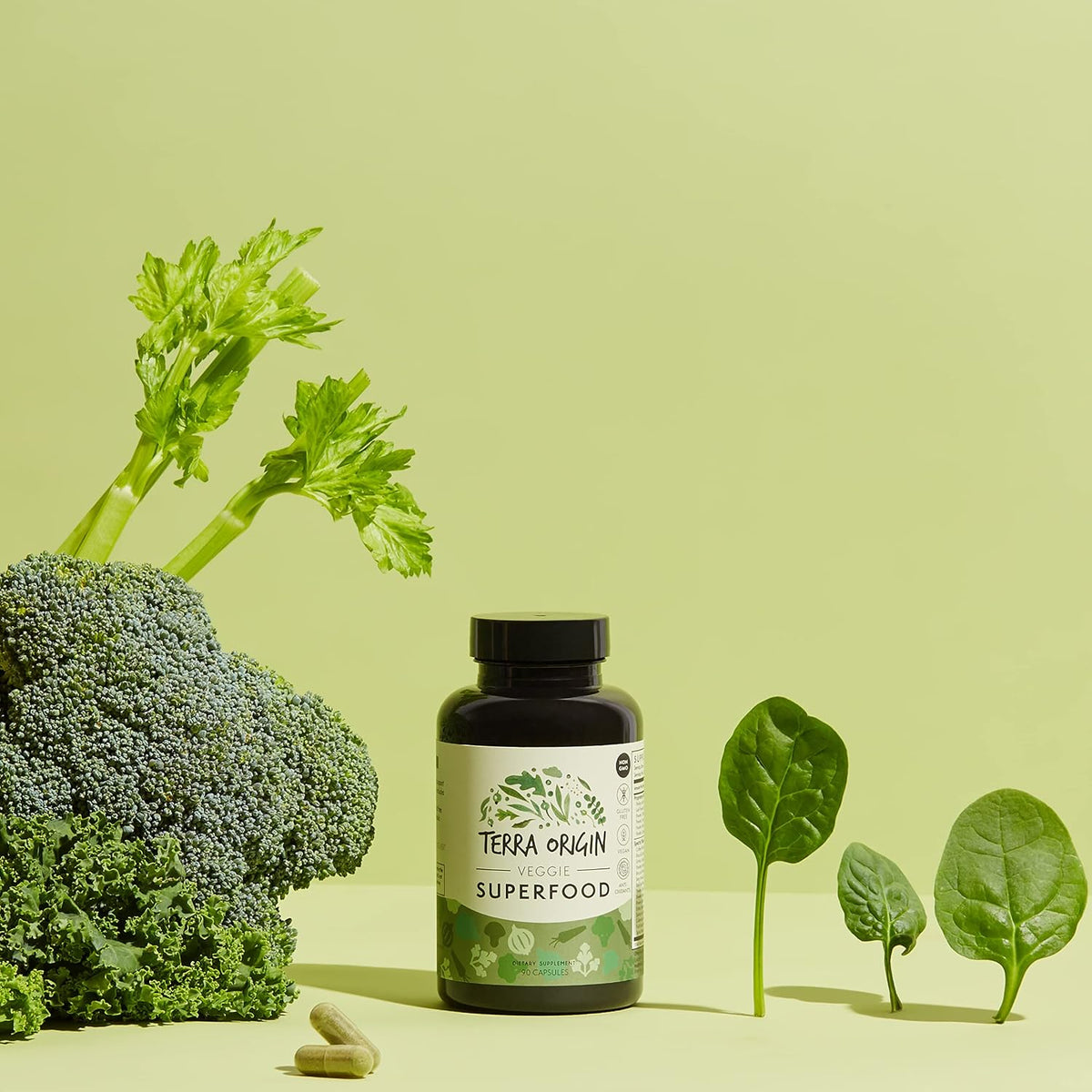 TERRA ORIGIN Veggie Superfood Supplement - 90 Veggie Capsules - Natural Antioxidant for Adults - görsel 3