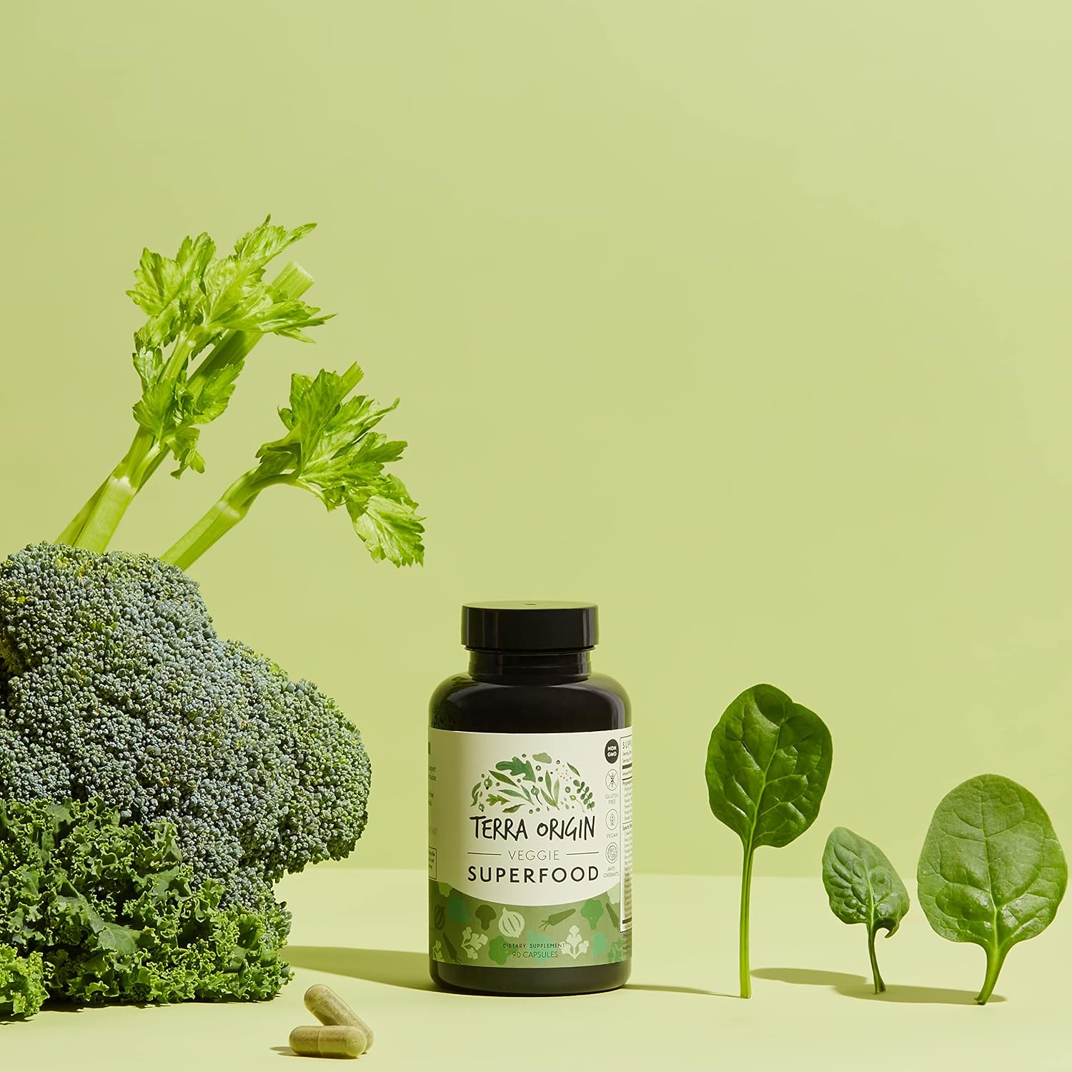 TERRA ORIGIN Veggie Superfood Supplement - 90 Veggie Capsules - Natural Antioxidant for Adults - görsel 3