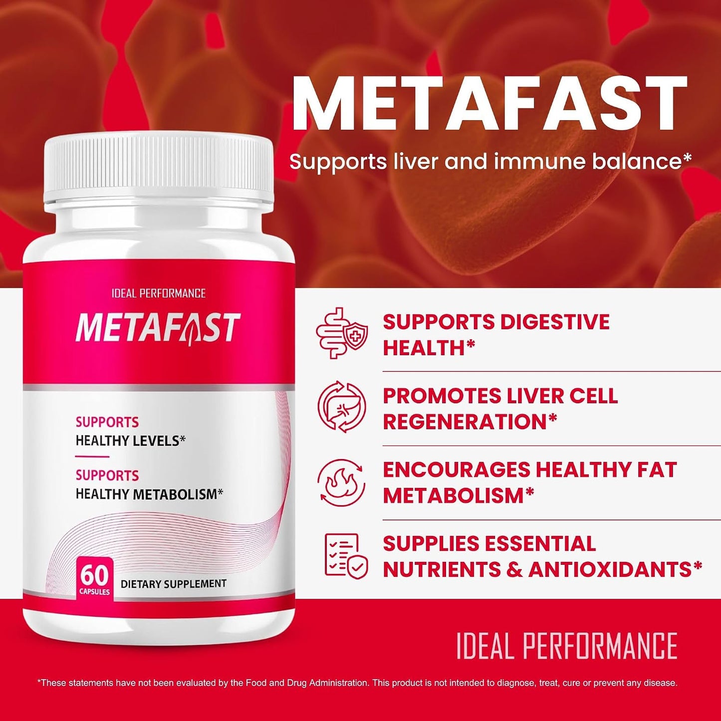 IDEAL PERFORMANCE (3 Pack) Metafast Pills Pastillas (180 Capsules) - görsel 2