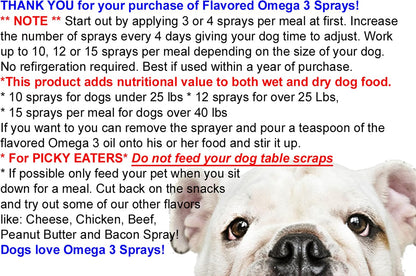 Flavoured Sprays Bacon Spray 2 Bottle Deal – All Natural Dog Supplement for Picky Eaters