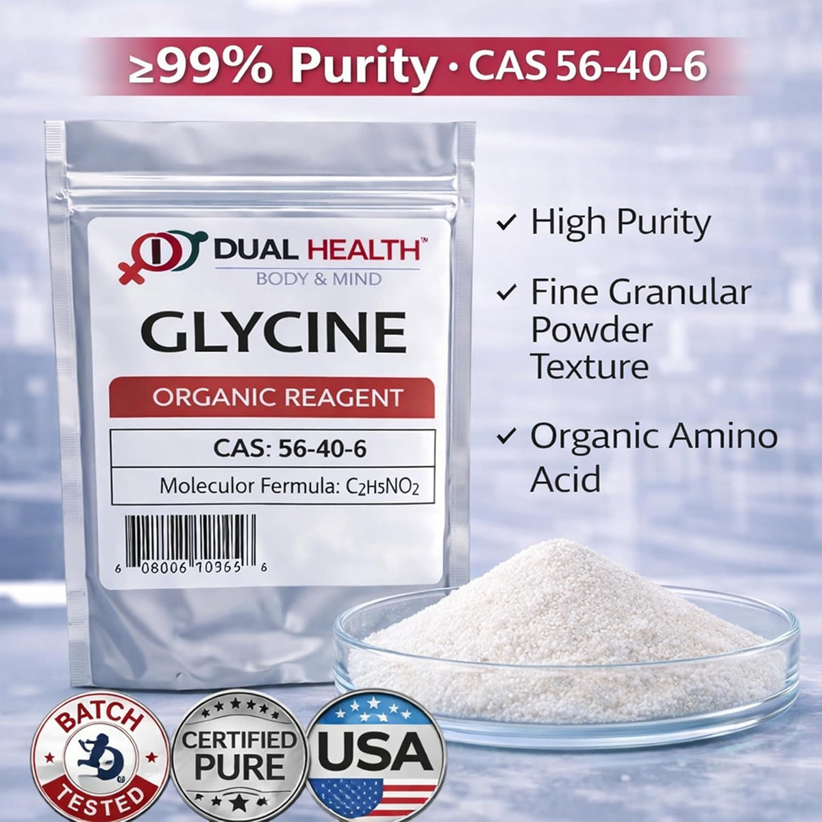 Glycine Powder (907 g) – Pure Free Form Glycine, Sleep Amino Acid Supplement - görsel 3