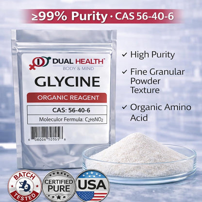 Glycine Powder (100g) - Pure Free Form Glycine Supplement, Non-GM, Gluten-free