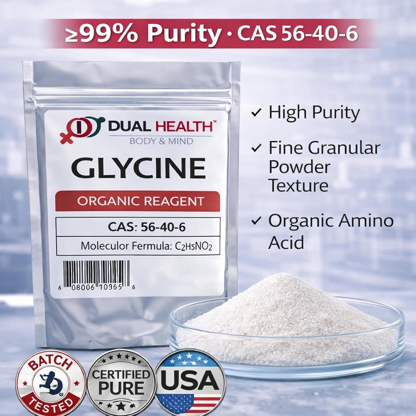 Glycine Powder (454 g) - Pure Free Form, Non-GM, Gluten-free - görsel 3