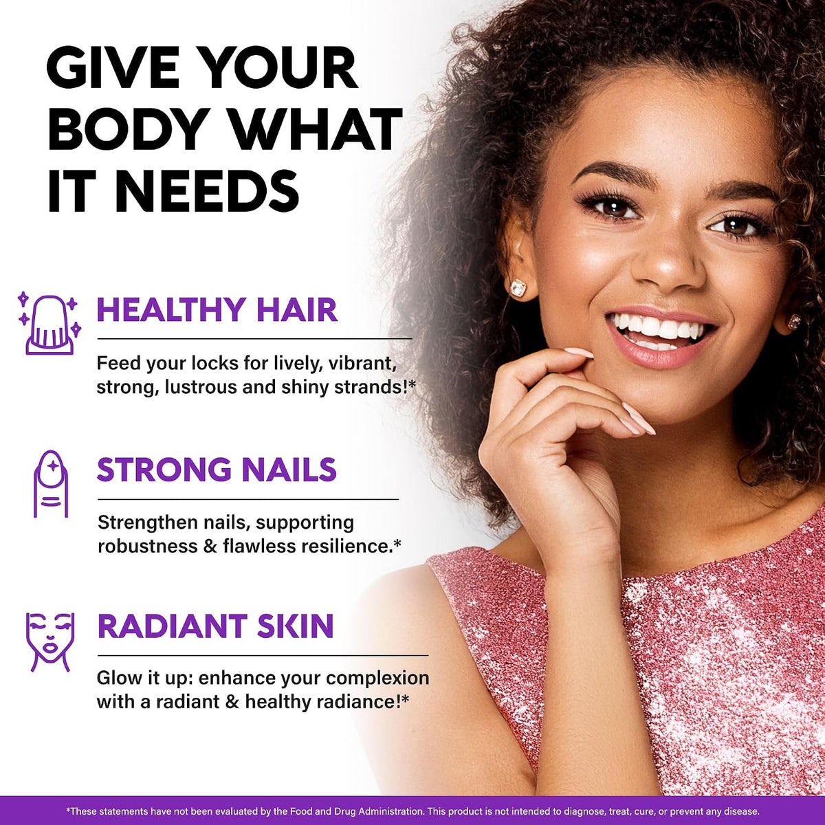 NUTRAHARMONY Biotin Gummies with Collagen - Hair, Skin and Nail Support - 10000mcg, Sugar-Free, Mixed Berry, 60 Gummies - görsel 3