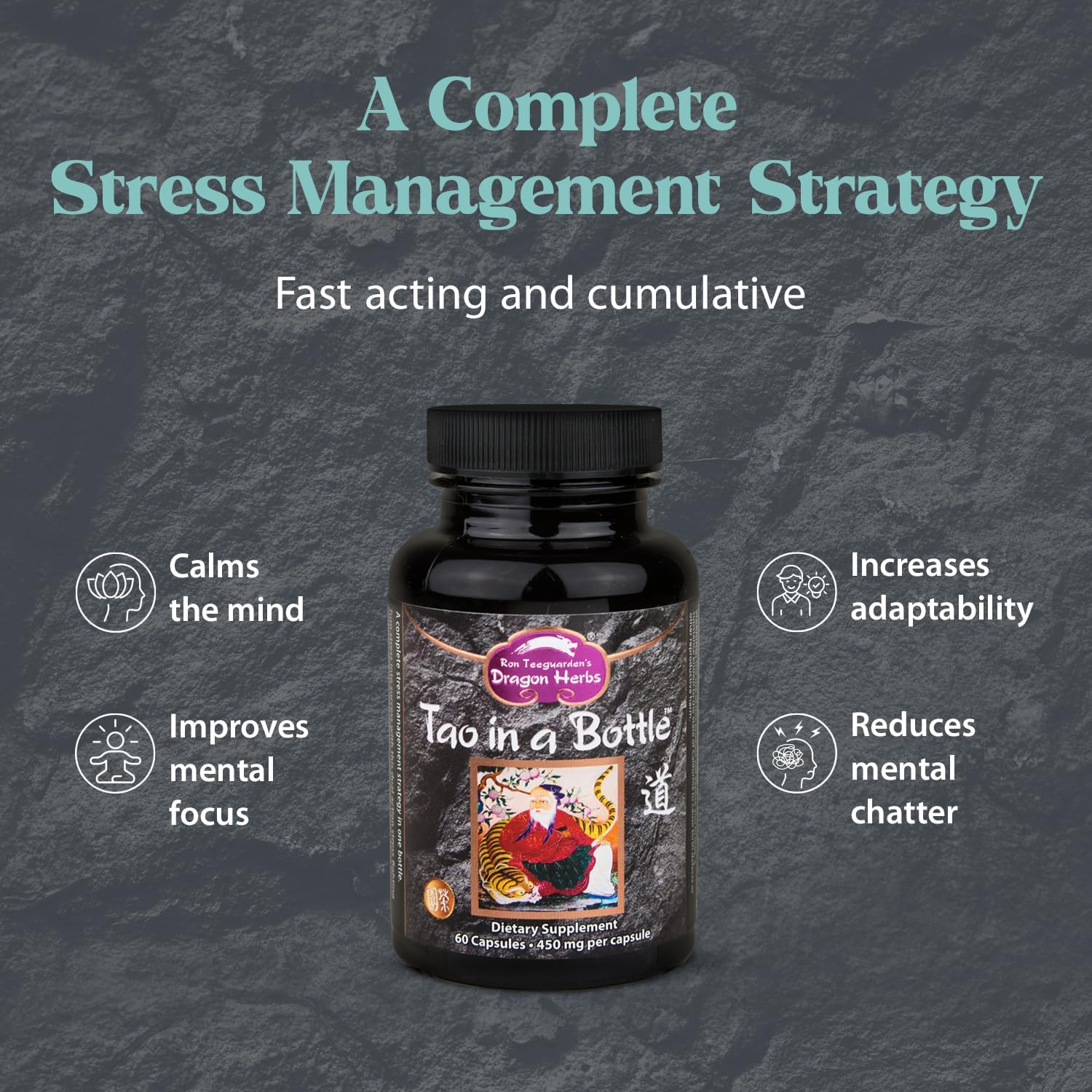 Dragon Herbs Tao in a Bottle Capsules - Adaptogenic Herbal Formula for Stress, Mood, Focus, and Adaptability (60 Capsules, 450 mg Each) - görsel 2