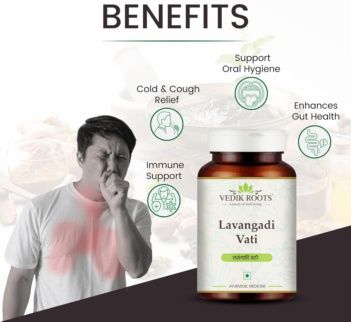 VEDIKROOTS Lavangadi Vati - Ayurvedic Respiratory & Digestive Support, 240 Tablets (Pack of 2) - görsel 5