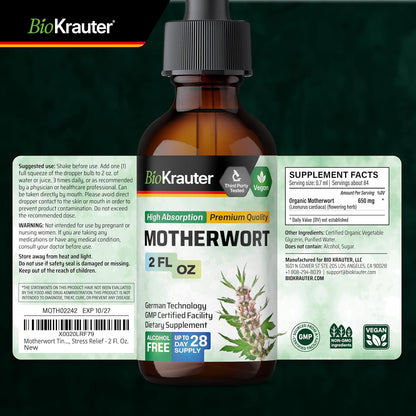 BIO KRAUTER® Perimenopause & Menopause Supplement – Vegan Motherwort Tincture, 60 ml