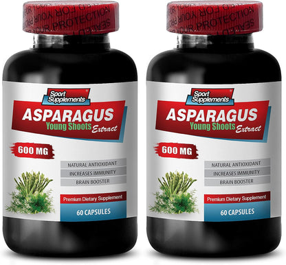 Asparagus Young Shoots Capsules - 600 mg Extract - Natural Diuretic and Antioxidant Supplement (120 Capsules)