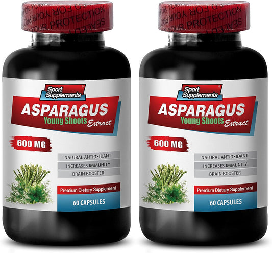 Asparagus Young Shoots Capsules - 600 mg Extract - Natural Diuretic and Antioxidant Supplement (120 Capsules)