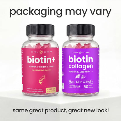NutraChamps Biotin Gummies 5000mcg – Hair, Skin and Nails Supplement with Collagen, Keratin, Vitamin C, D3, Zinc – Berry Flavour