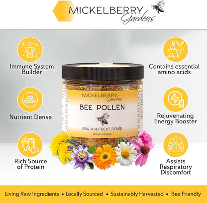 Mickelberry Gardens Bee Pollen Granules 6oz (170g) - Raw Superfood Rich in Protein