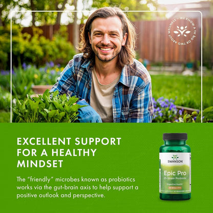 Swanson Epic-Pro 25-Strain Probiotic with Prebiotic FOS – 30 Billion CFU (30 Vegan DRcaps)