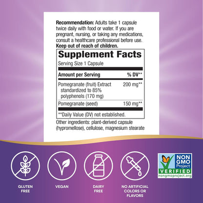 Nature's Way Pomegranate Standardised Extract - 350 mg, Antioxidant Support, 60 Capsules