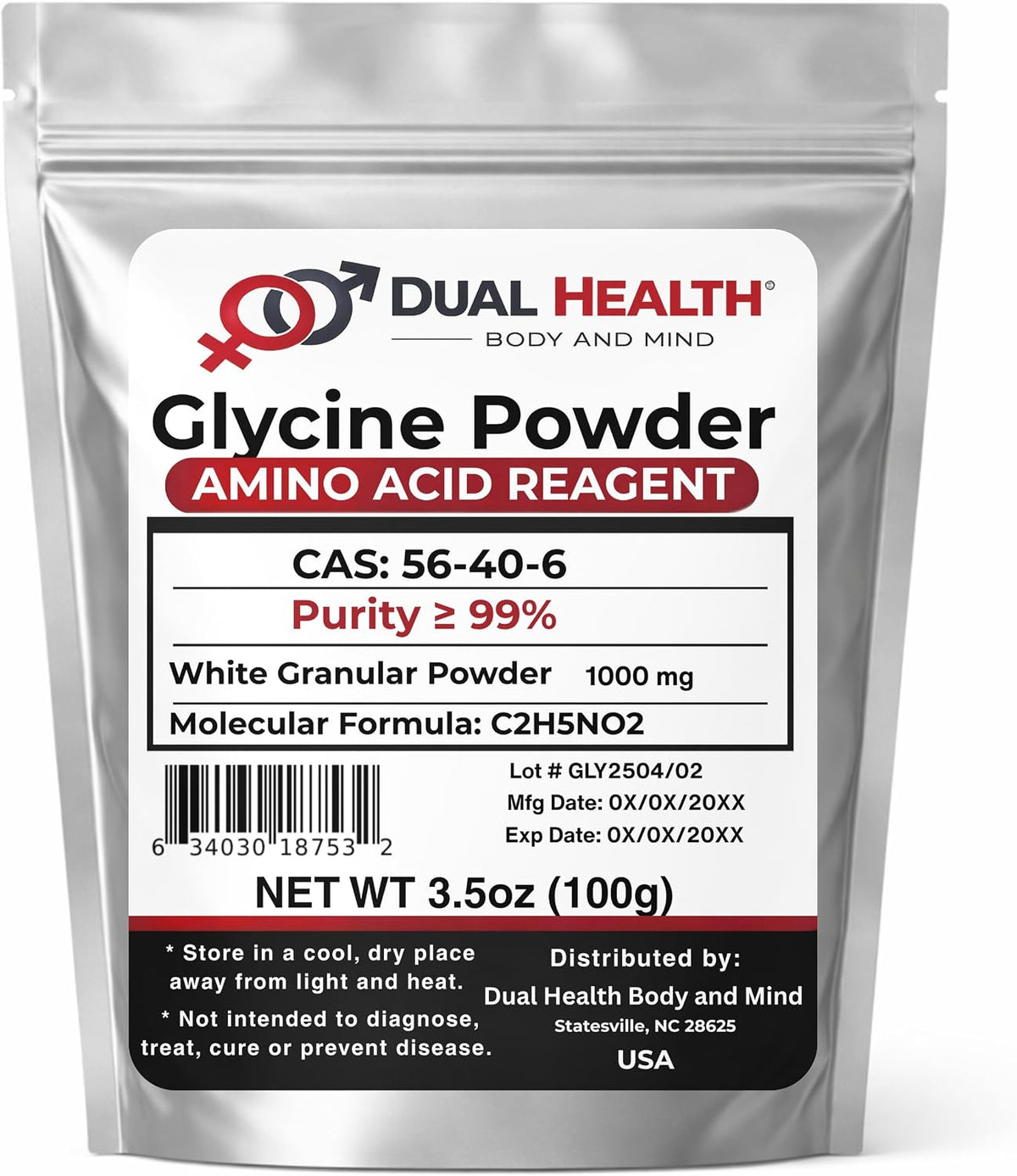 Glycine Powder (100g) - Pure Free Form Glycine Supplement, Non-GM, Gluten-free - görsel 1
