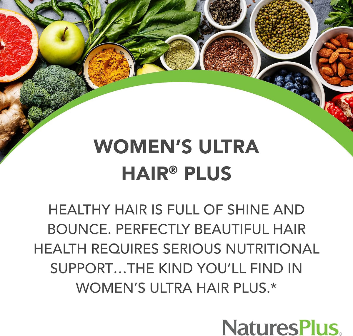 NaturesPlus Women's Ultra Hair Plus - 60 Sustained Release Tablets - Nutritional Support for Healthy Hair Structure - Gluten-free - görsel 2
