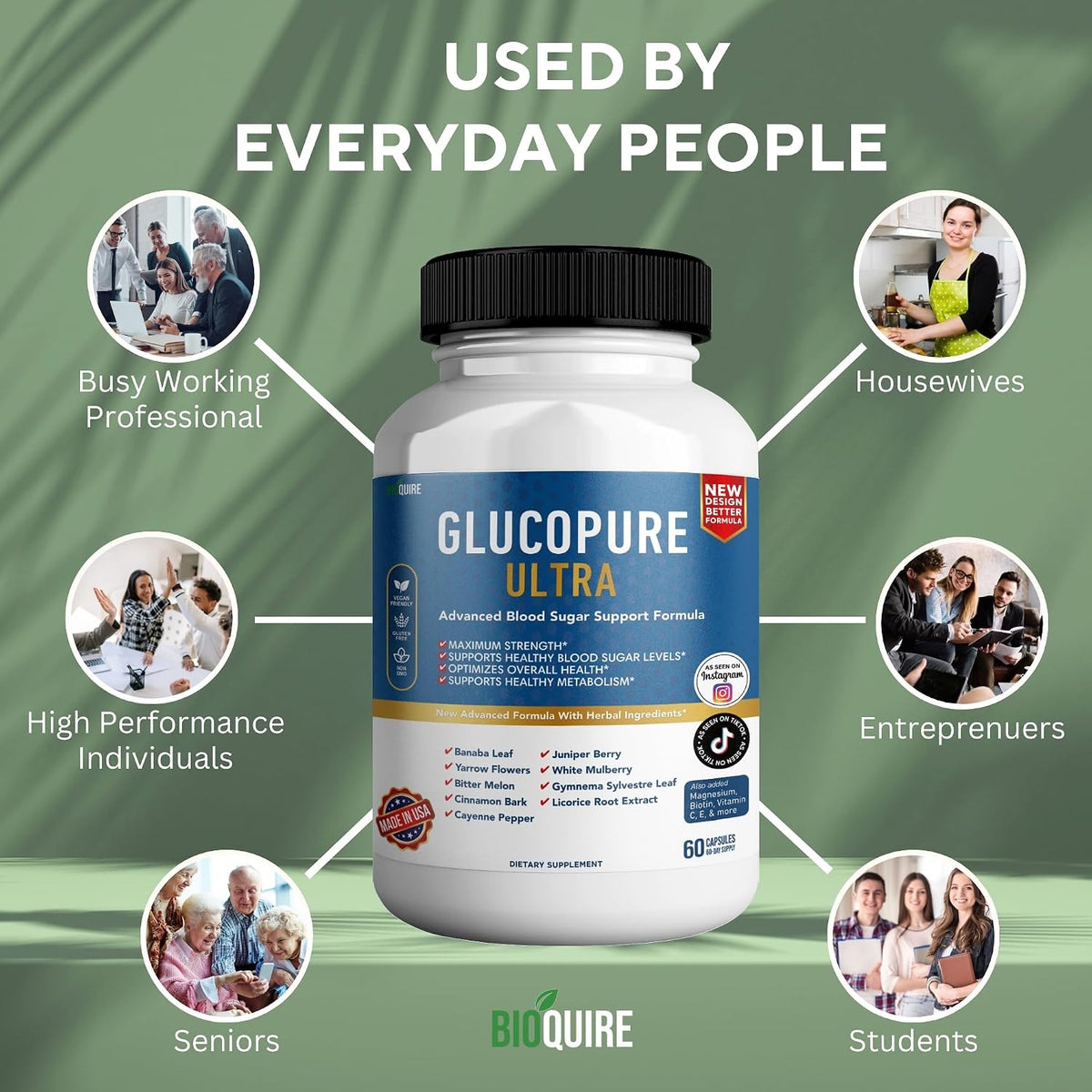BIOQUIRE Gluco Pure Ultra - Maximum Strength Blood Sugar Support Supplement (60 Capsules) - görsel 8
