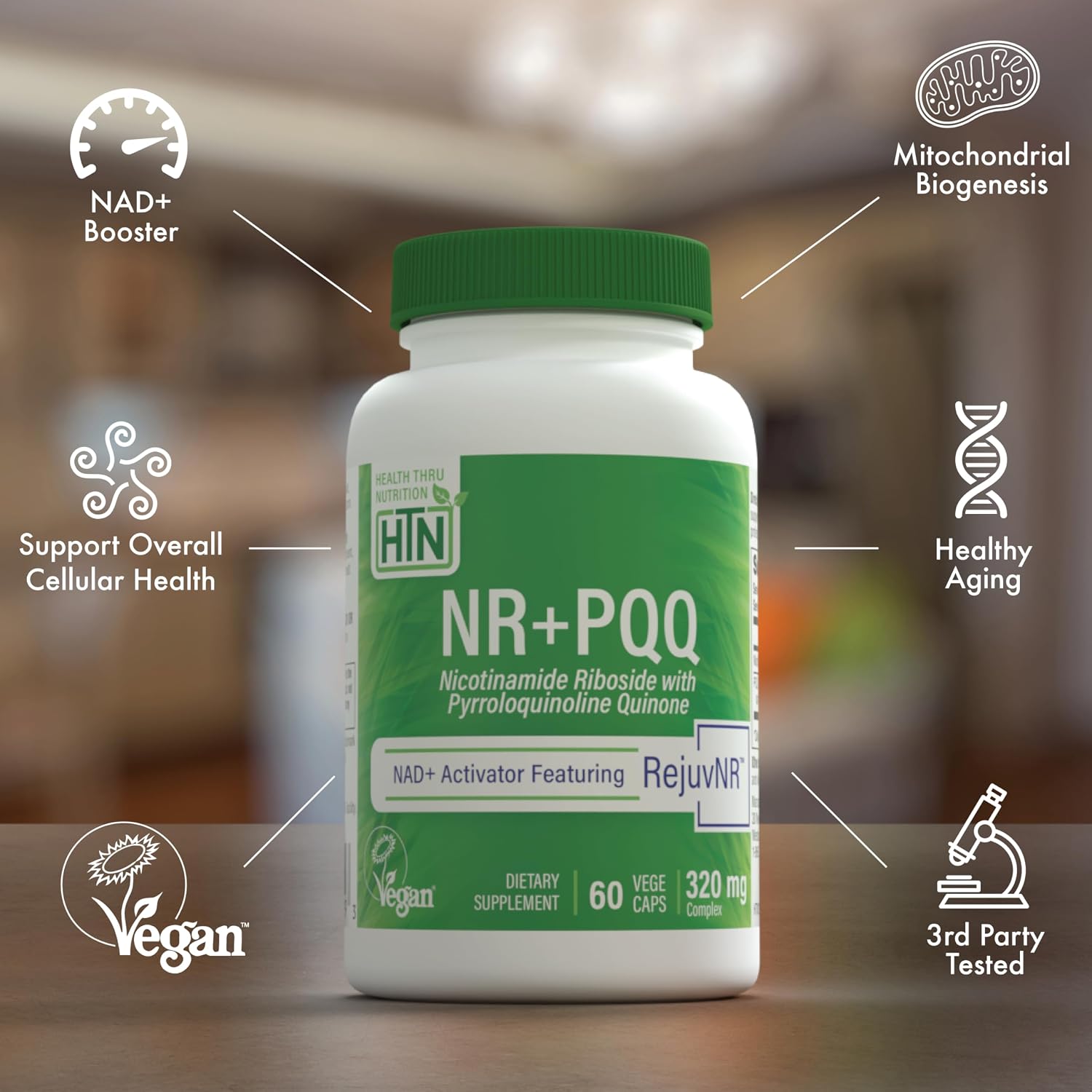 Health Thru Nutrition NAD+ Activator - NR with PQQ, 300mg Nicotinamide Riboside + 20mg PQQ, 60 Capsules - görsel 4