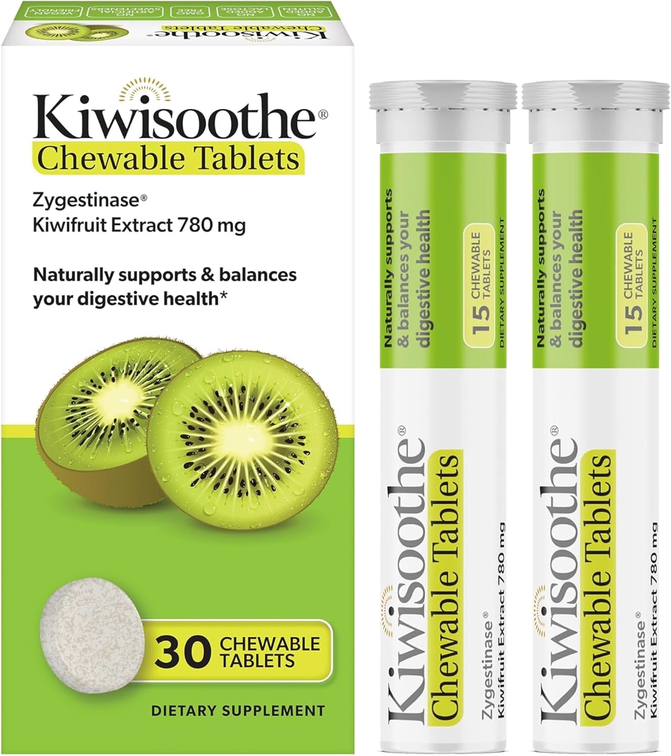AFT Pharmaceuticals KiwiSoothe Digestive Wellness Supplement, 30 Chewable Tablets - görsel 1