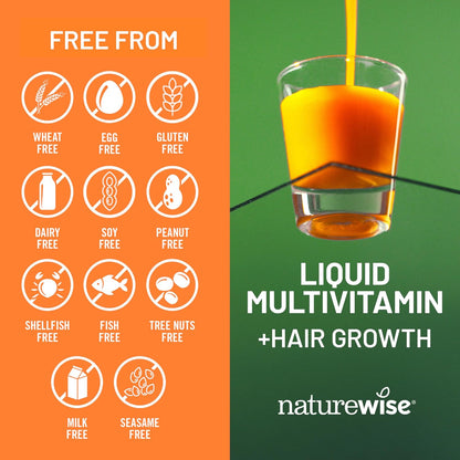NatureWise Liquid Multivitamin with TocoGaia for Hair Growth & Skin Elasticity – Sugar Free, Vegan – 900 ml