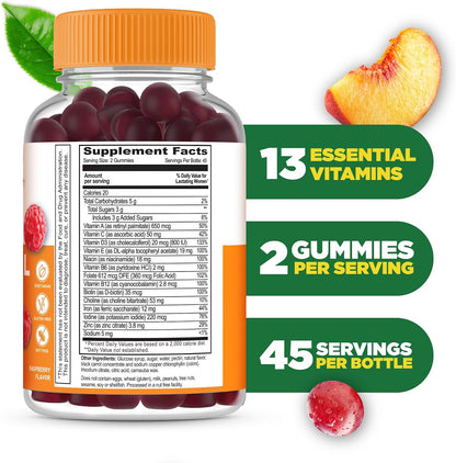 Lifeable Postnatal Multivitamin with Iron, Choline and Iodine - 90 Gummies