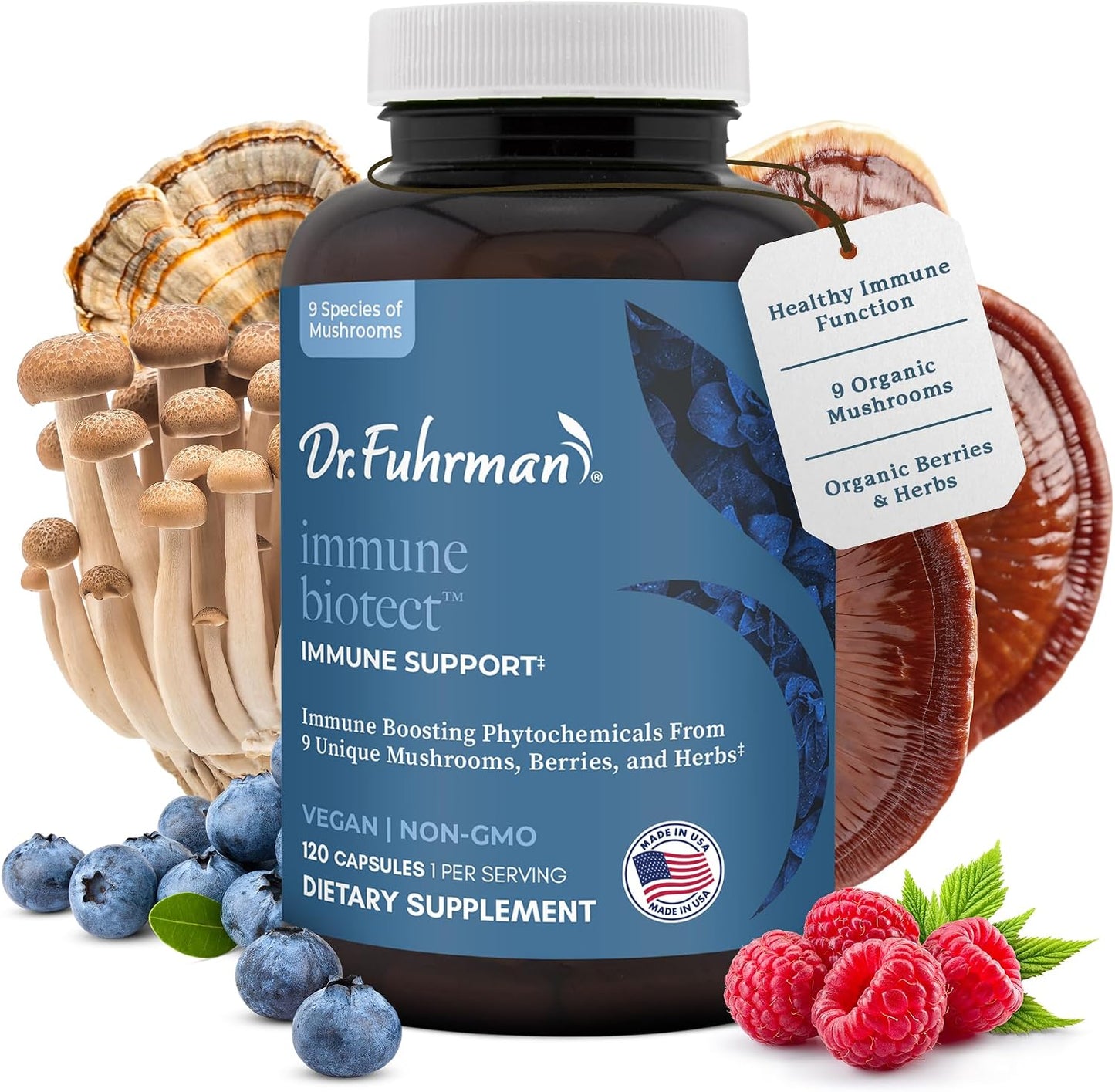 Dr. Fuhrman All-Natural Immune Support Supplement – Organic Mushrooms & Berries, 120 Capsules - görsel 1
