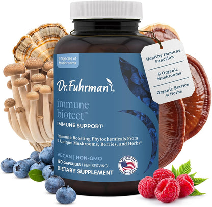 Dr. Fuhrman All-Natural Immune Support Supplement – Organic Mushrooms & Berries, 120 Capsules