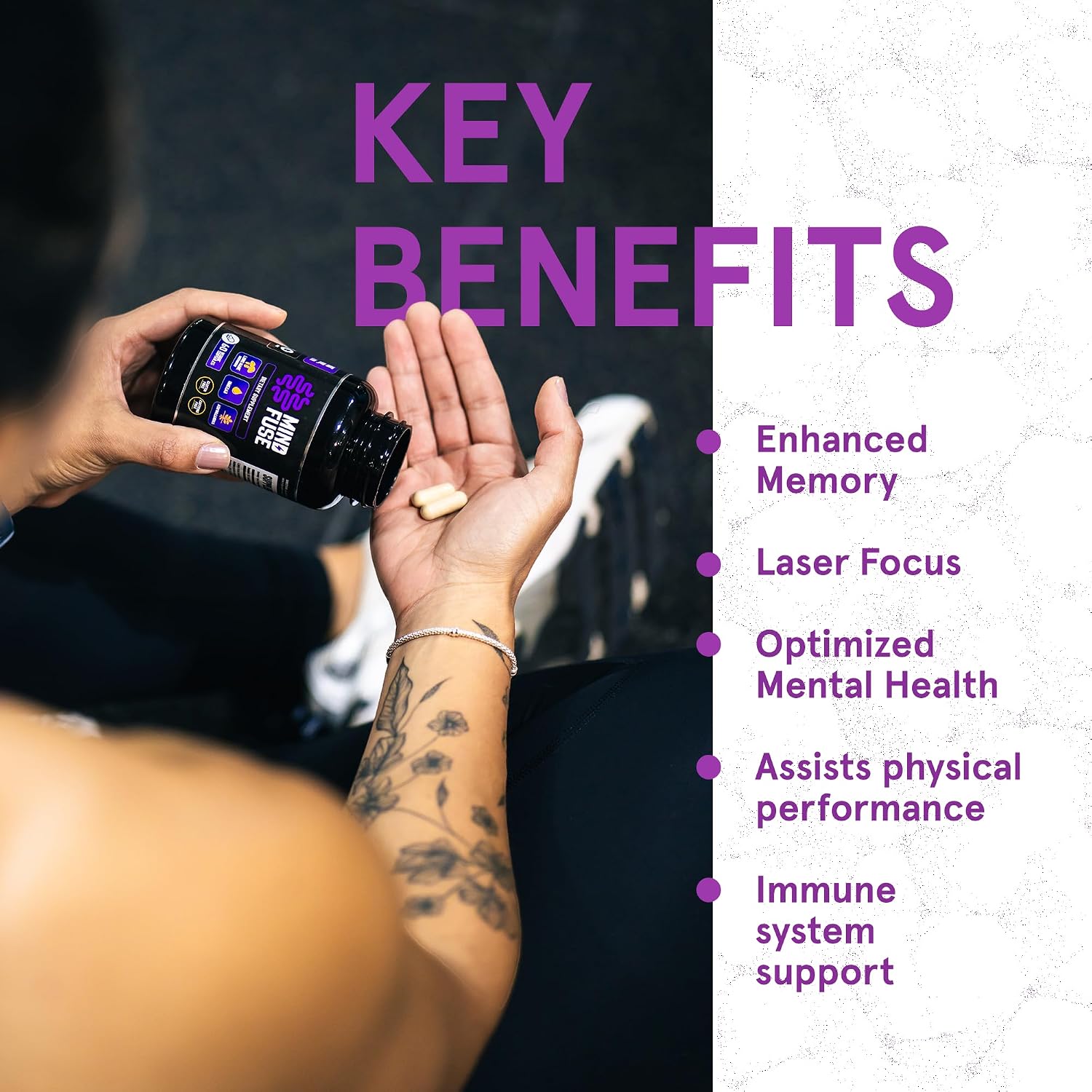 Nootropic Memory Booster Supplement for Adults - Lion's Mane Capsules with Omega-3, Ashwagandha and L-Theanine for Focus and Memory - Gluten-Free 60 Capsules - görsel 2