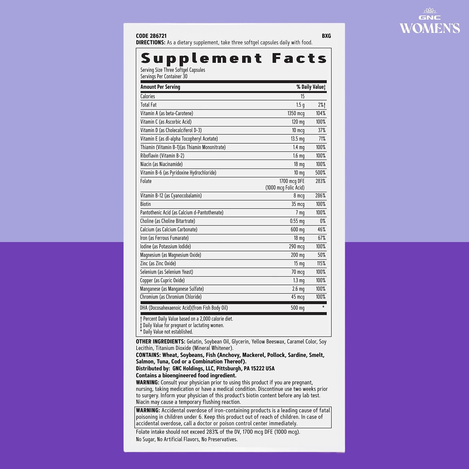 GNC Women's Prenatal Multivitamin Formula with DHA & Iron, Supports Pregnancy and Healthy Foetal Development, Essential Nutrients Folic Acid, Zinc, Calcium Plus B Vitamins, 90 Softgels - görsel 7