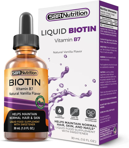 SBR Nutrition Biotin Liquid Drops, 5000 mcg, Vanilla, 30 ml