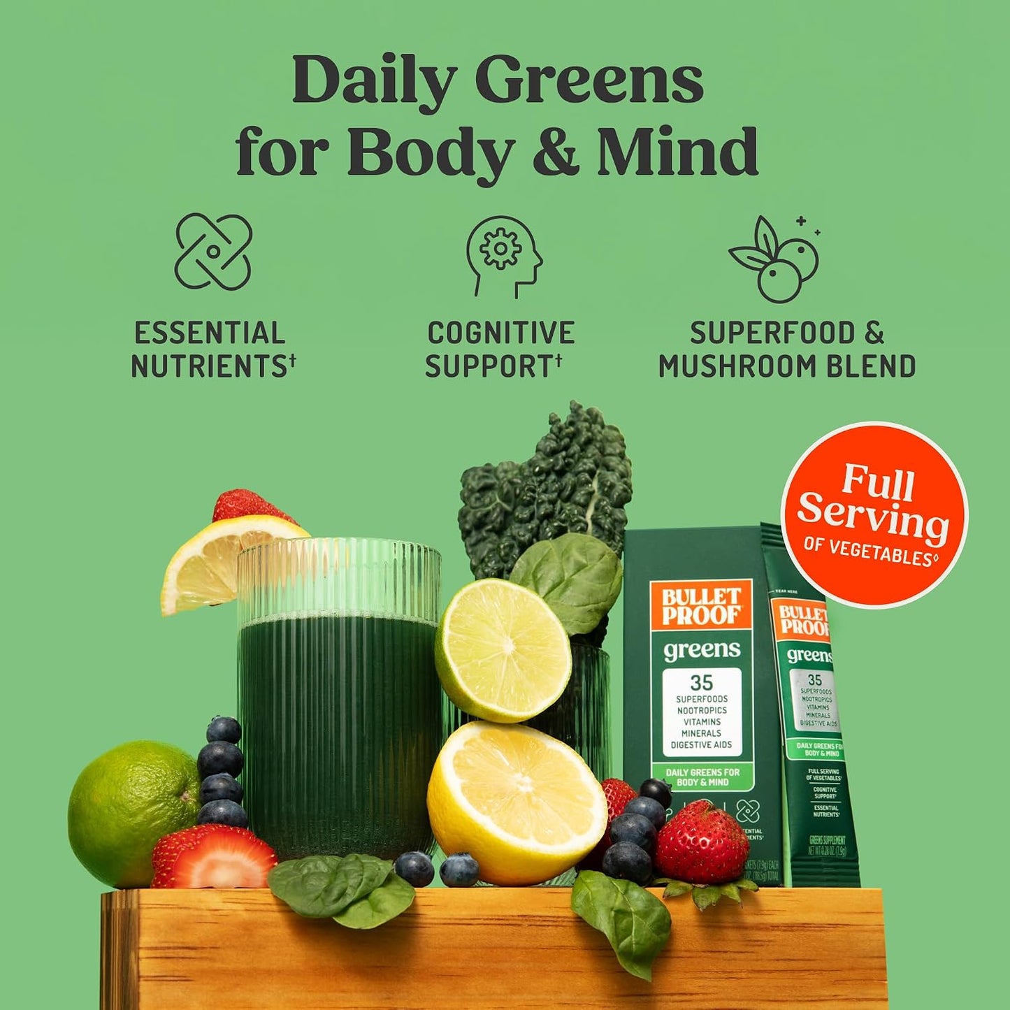 Bulletproof Greens Packets – Daily Superfood & Nootropic Blend, 15 Packets - görsel 3